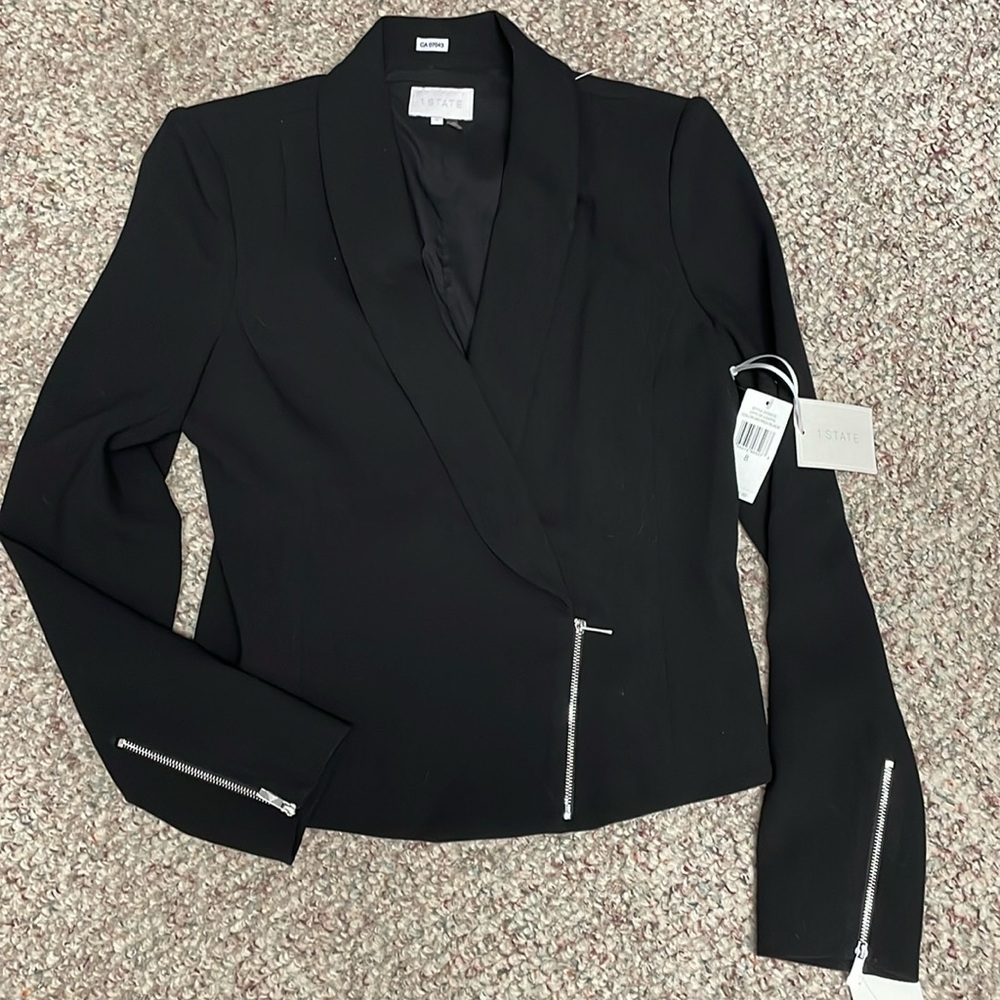 1. State black with silver zipper blazer- new